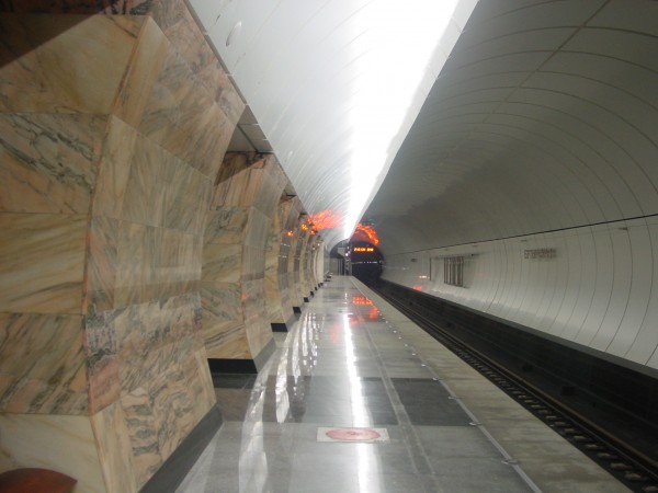 DSC09893.JPG (1.41 МБ) 11452 просмотра Платформа Бутырской. От Фонвизинской отличается только цветом пилонов. Путевая стена одинаковая на всех трёх станциях.