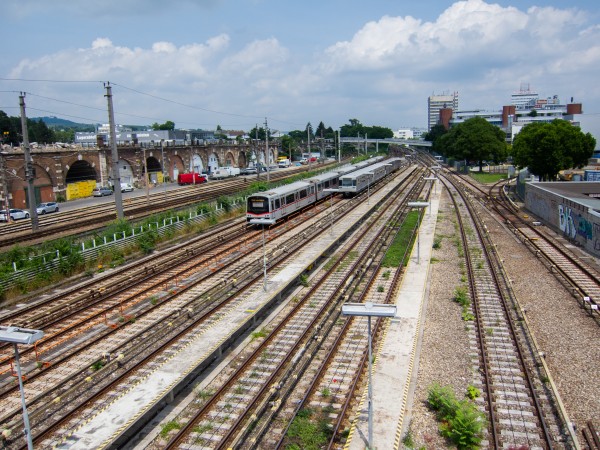 вид на север на перегон Spittelau-Heiligenstadt