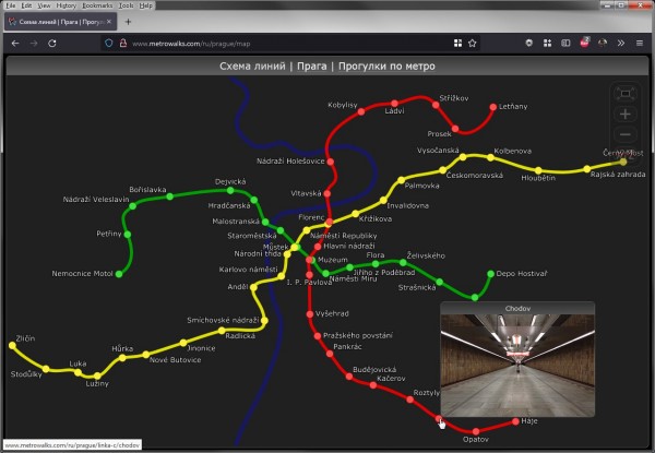 MetrowalksMapExample.jpg (127.74 КБ) 9902 просмотра Скриншот интерактивной карты Пражскего метра́ на «Прогулках по метро»