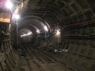Перегонный тоннель с ОК.В районе НВУ-614 и косой штольни.